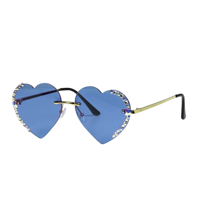 Blauwe Hartjes Bril Met Diamantjes