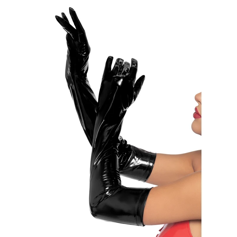 Zwarte Lange Sm Vinyl Handschoenen