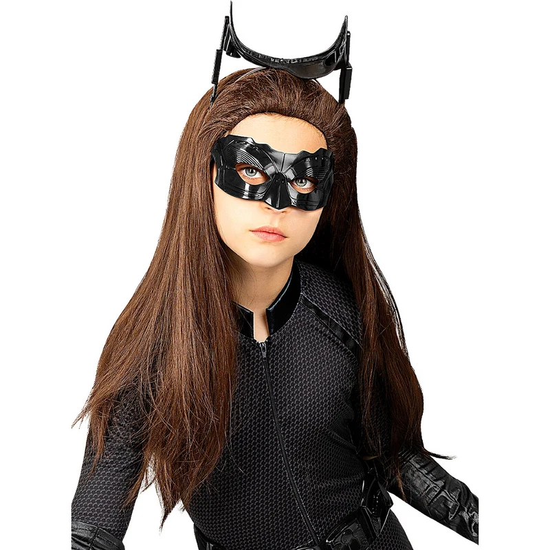 Catwoman Pruik Bruin Lang Haar Kind