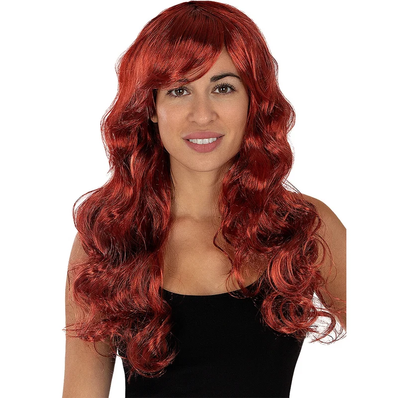 Superheldinnen Mermaid Red Pruik