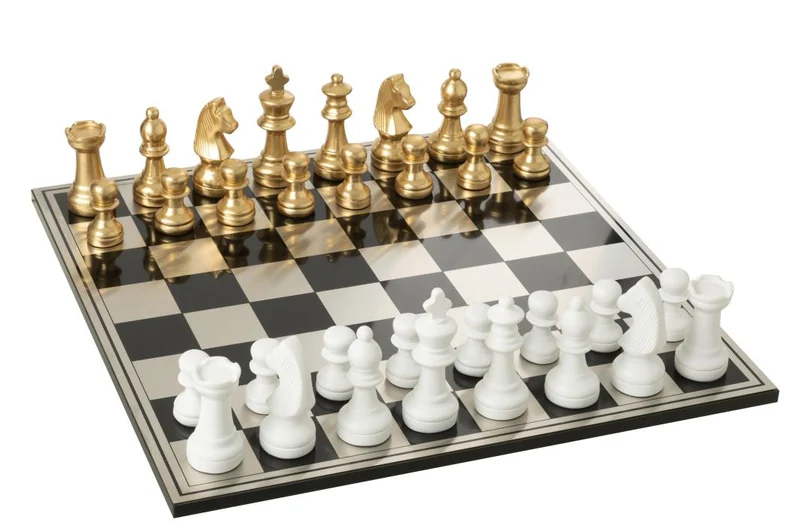 J-Line decoratie Schaakstuk - polyresin - goud/wit