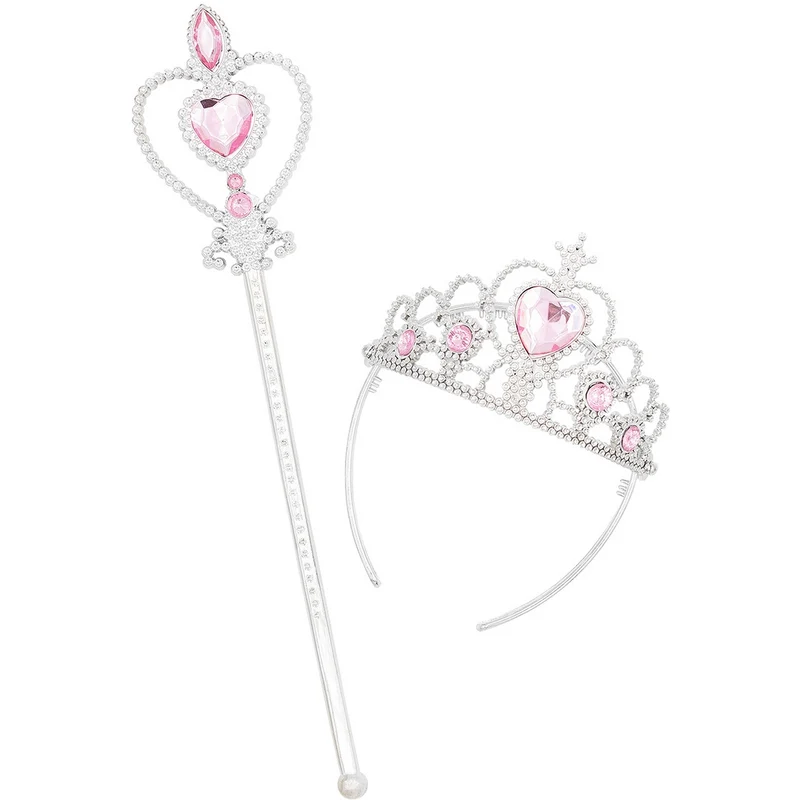 Zilver Roze Prinses Set Kroon En Staf