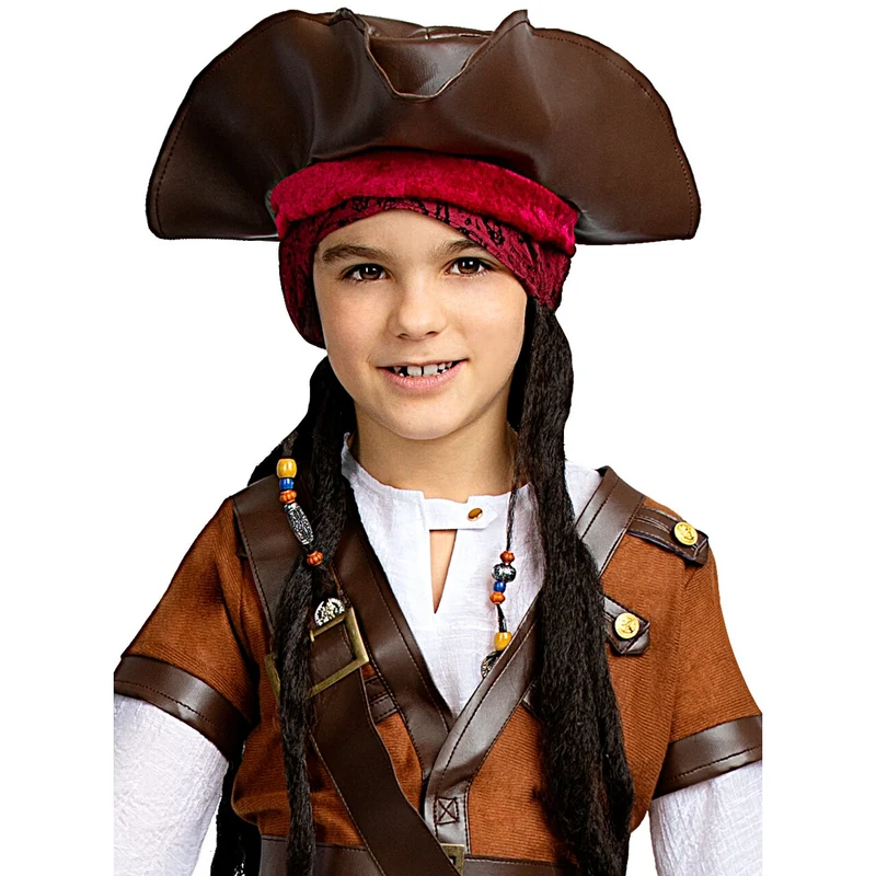 Bruine Piratenhoed Jack Met Rode Bandana Kind