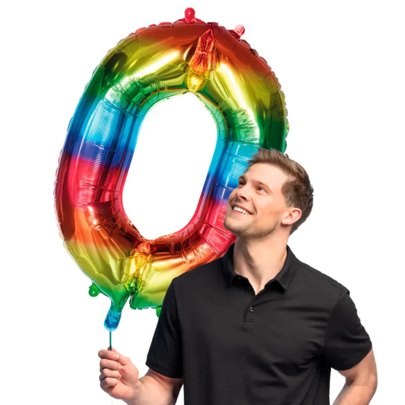 Folieballon Cijfer Regenboog Groot (86cm)