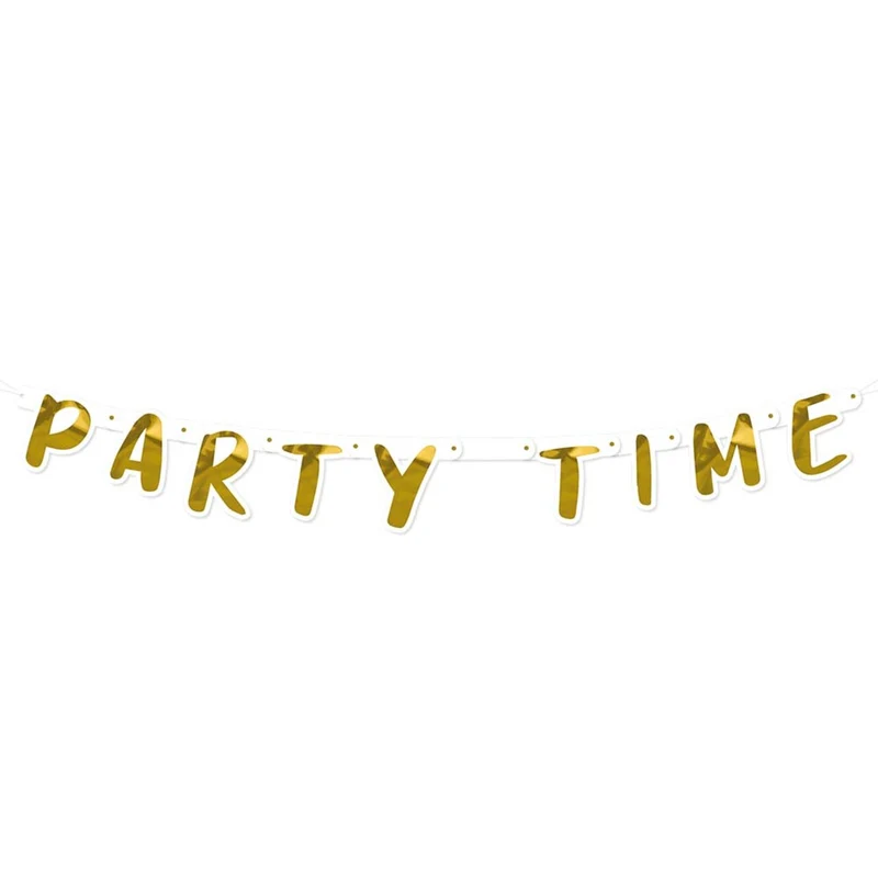 Kartonnen Letterslinger Golden Party Time