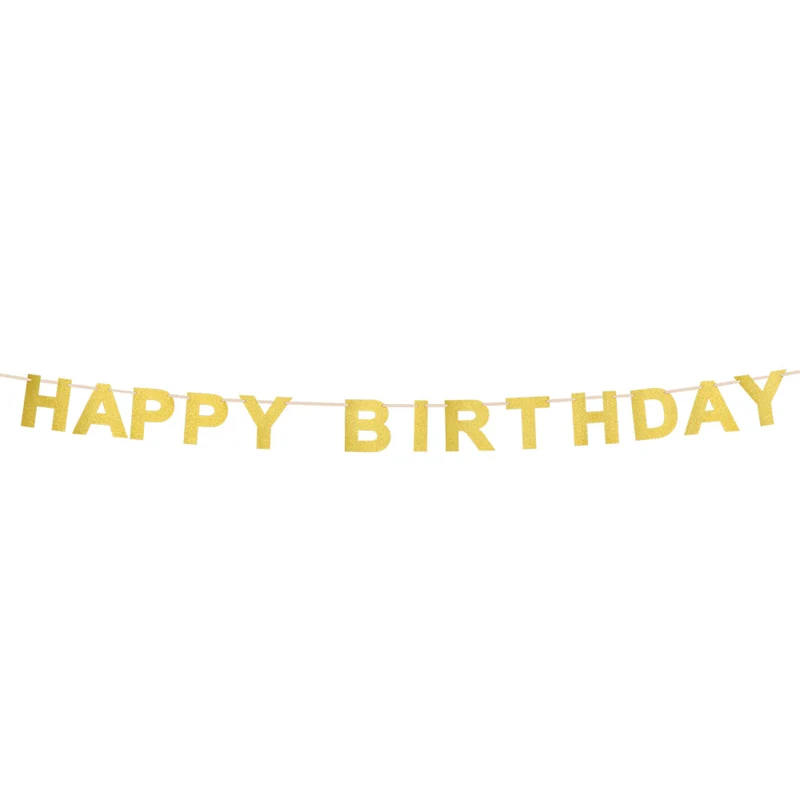 Kartonnen Glitter Letterslinger Happy Birthday Goud