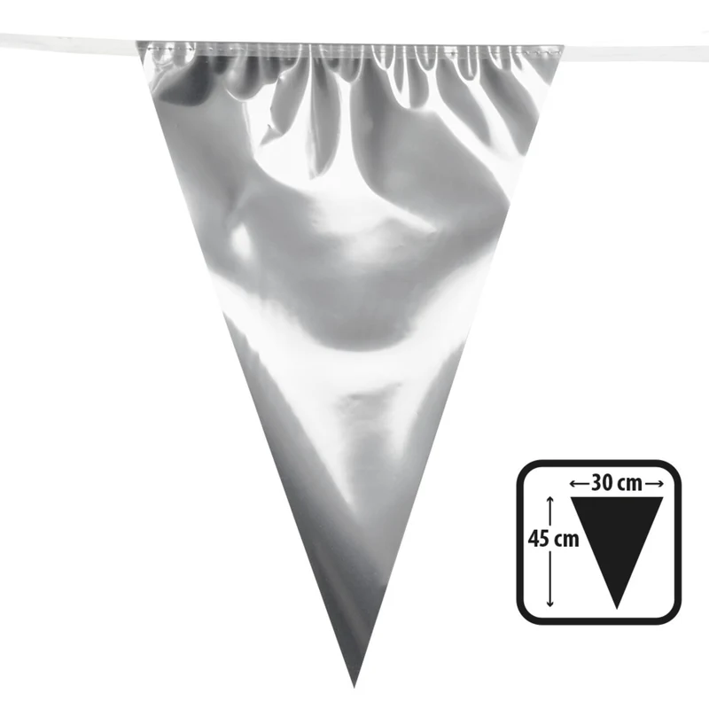 Folie Vlaggenlijn Met Grote Vlaggen Metallic Zilver