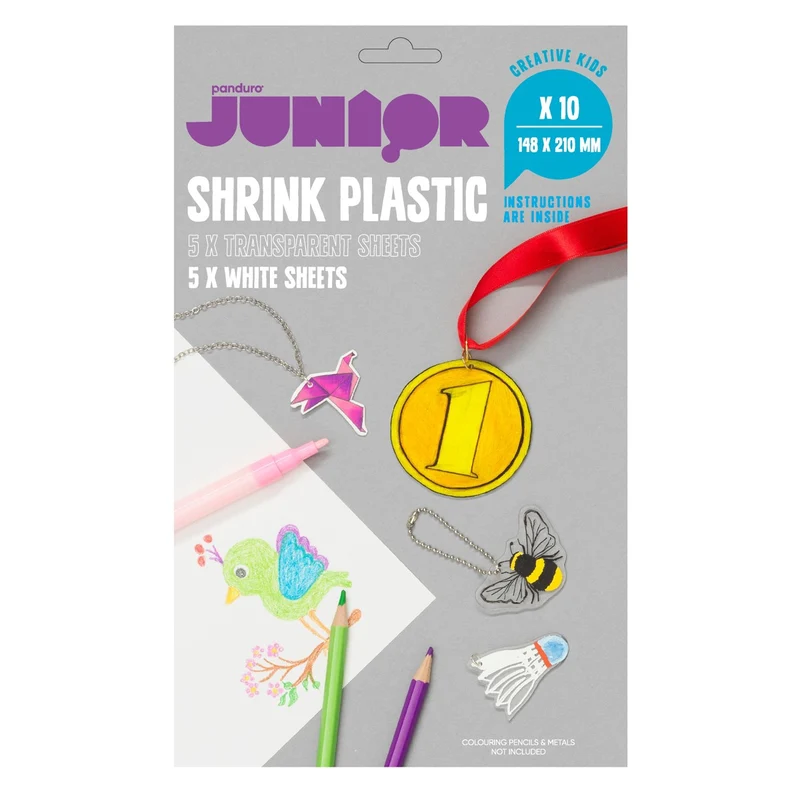 Panduro Junior - krimpfolie - 10 x A5 vellen - wit en transparant