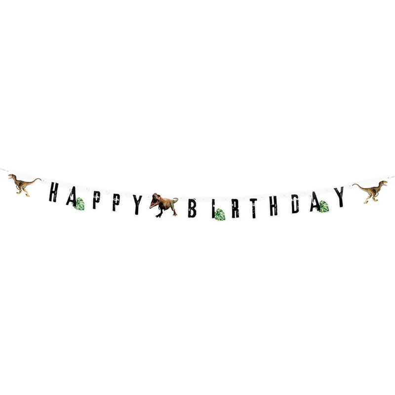 Kartonnen Letterslinger T-Rex Happy Birthday