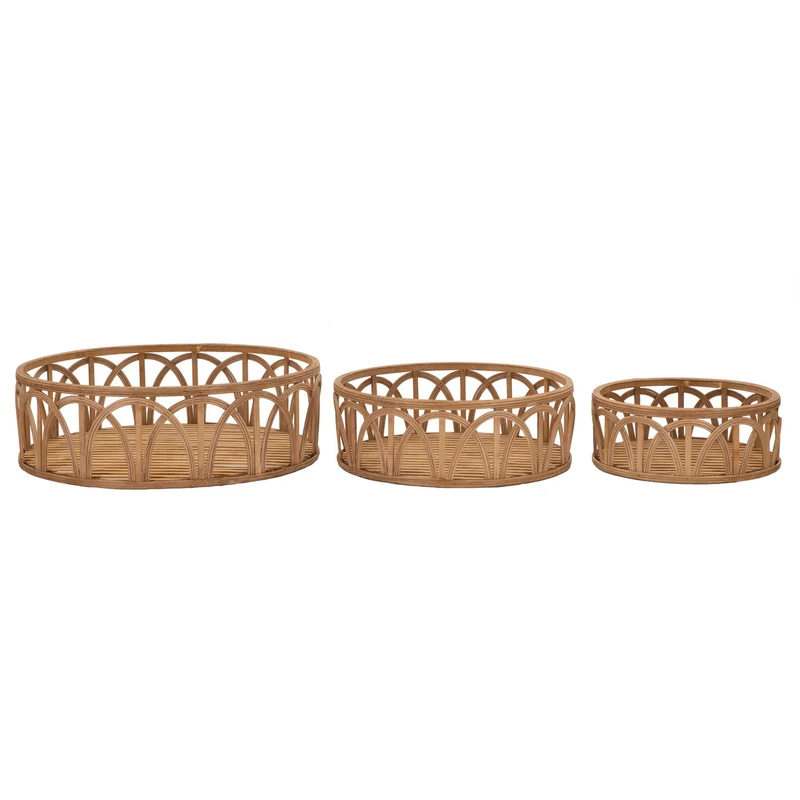 Mauro Ferretti opbergmand - set van 3 - Ø 50x16 - 40x14 - 30x12 cm - bruin