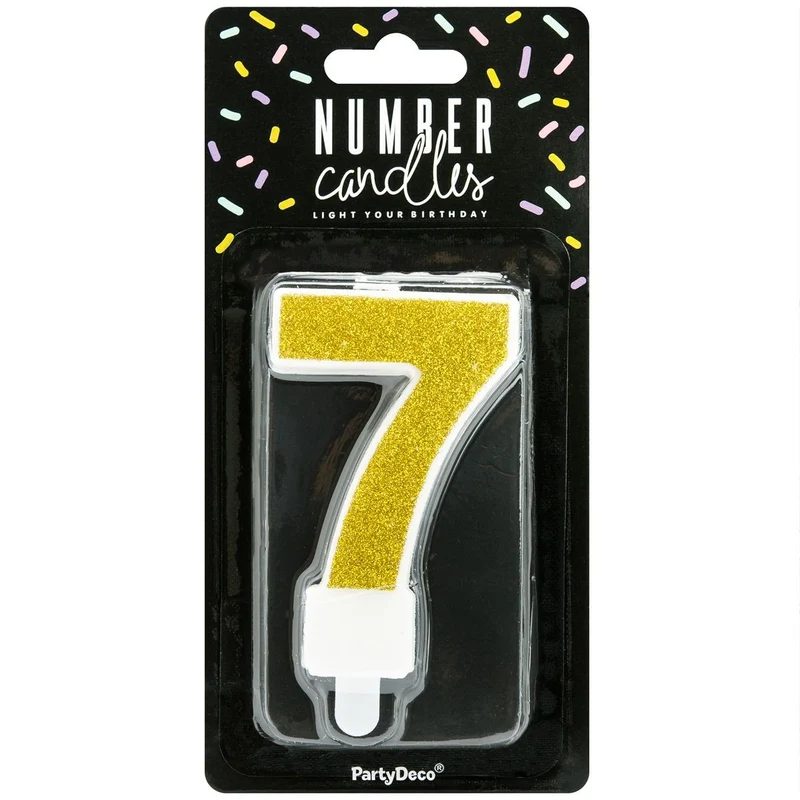 PartyDeco cijferkaars - glitter goud - 7