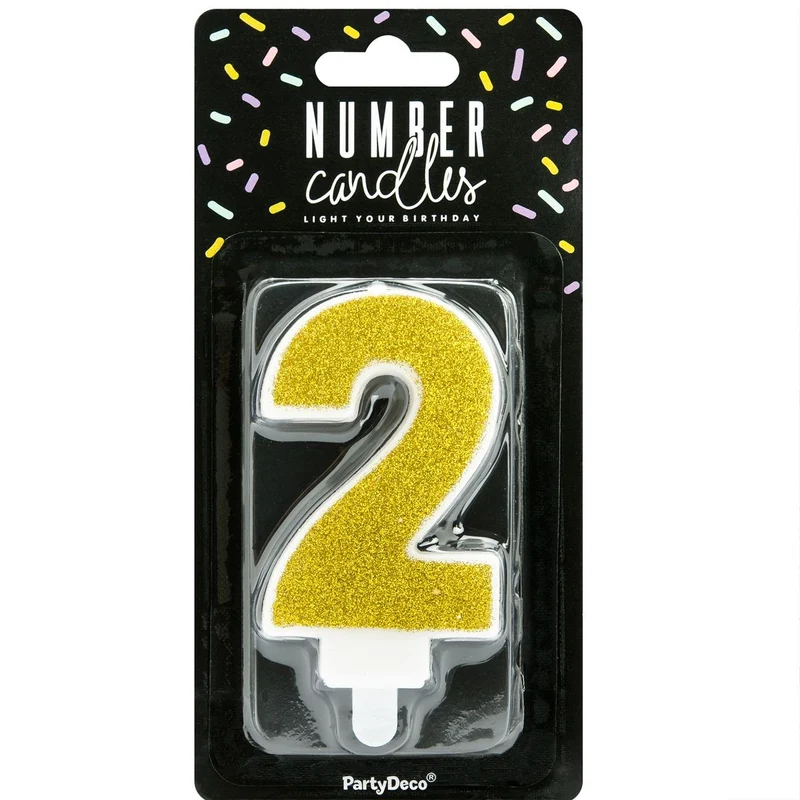 PartyDeco cijferkaars - glitter goud - 2