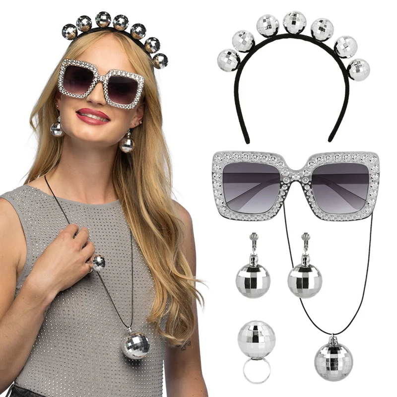 Accessoire Set Disco Ballen Zilver