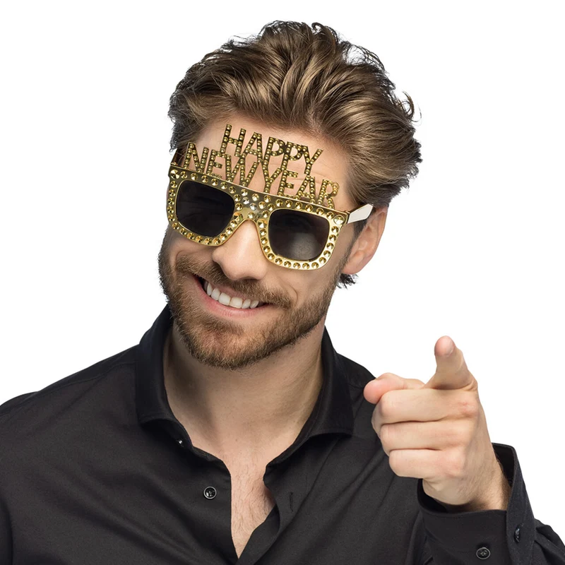 Bling Bling Bril happy New Year Goud