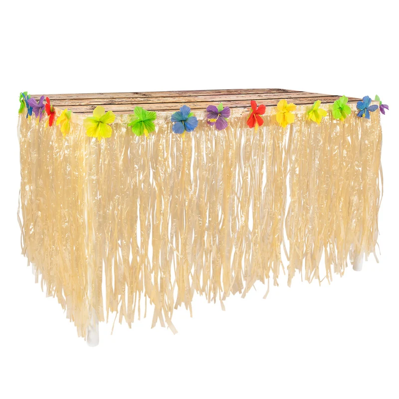 Hawaïaanse Tafelrok Naturel Met Kleurige Bloemen