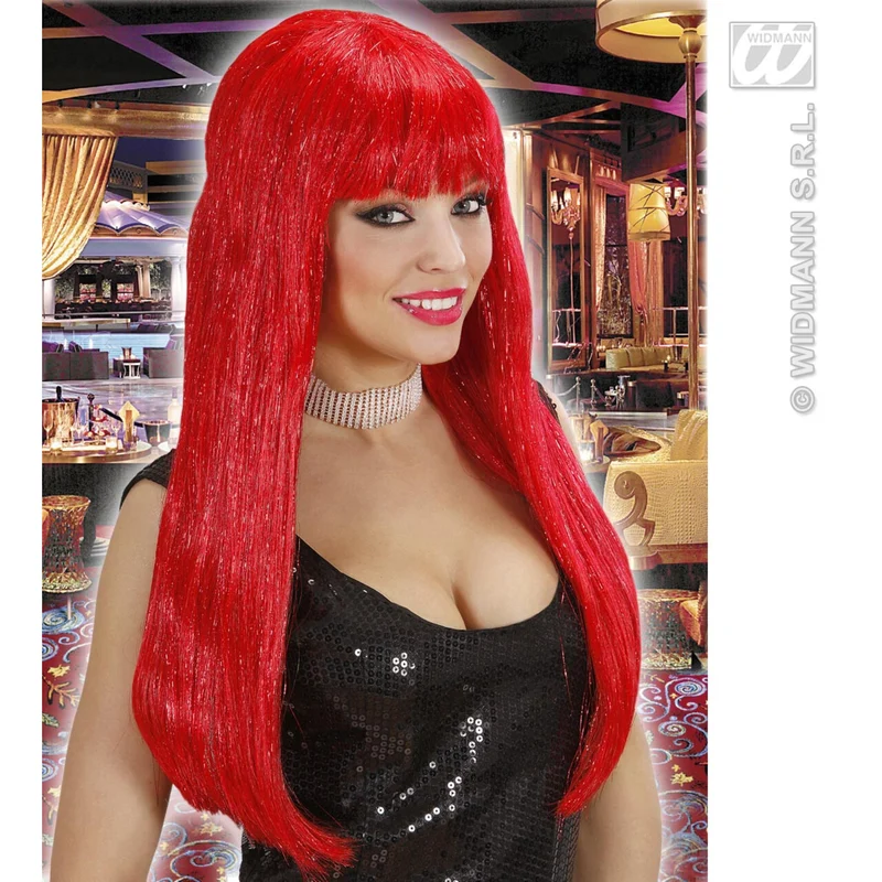 Pruik, Glitzy Glamourpruik, Rood