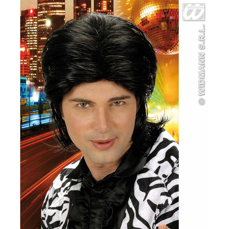 Pruik, Wetlook Lang Haar Man Zwart