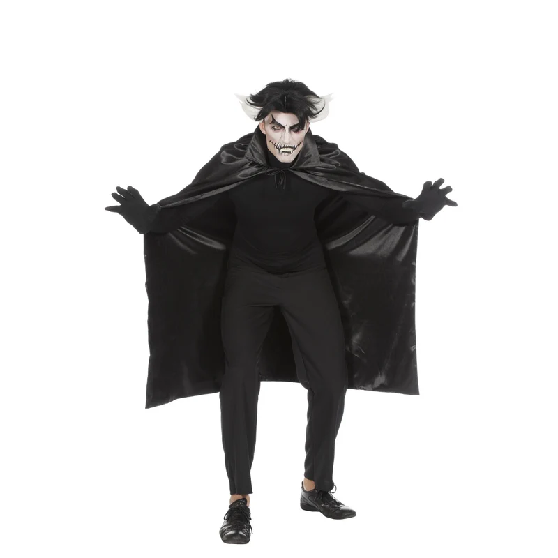 Razende Roemeense Dracula Cape Dubbel Met Kraag Zwart