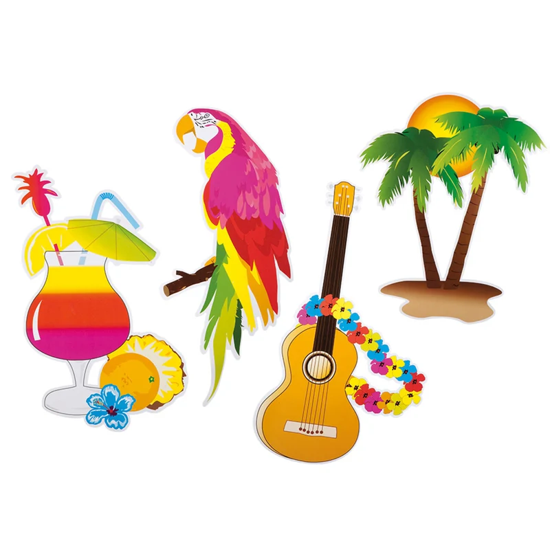 Set 4 Kartonnen Decoraties Vibing Op Hawaii