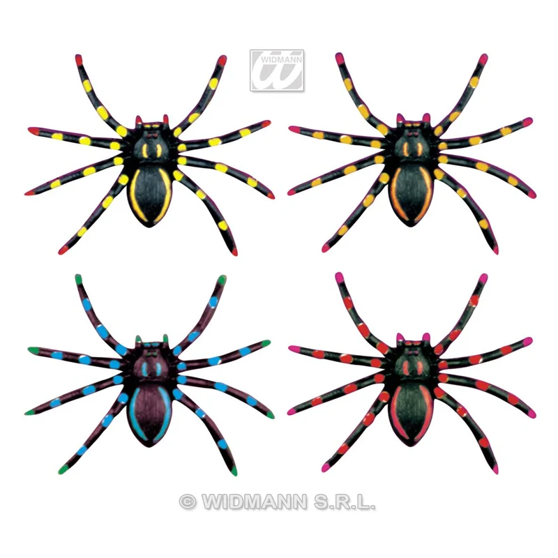 4 Neon Spinnen, 7 Centimeter