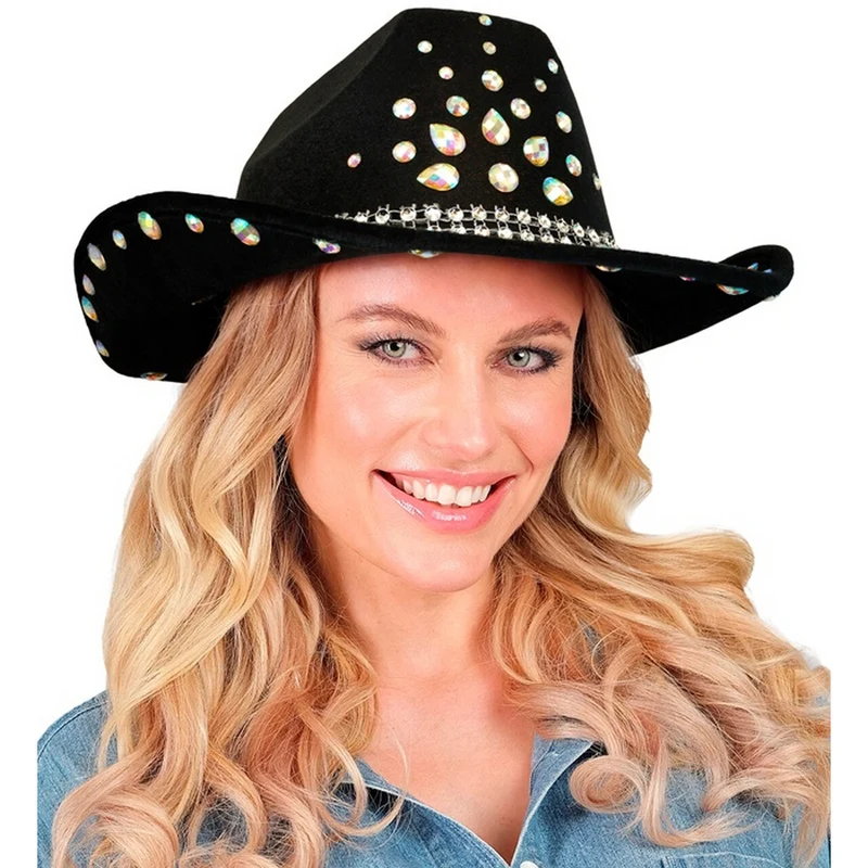 Cowboy Hoed Texas Zwart Met Diamanten