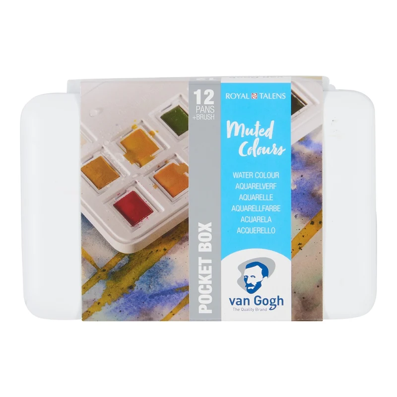van Gogh aquarelverf pocketbox - 12 halve napjes - gedempte tinten