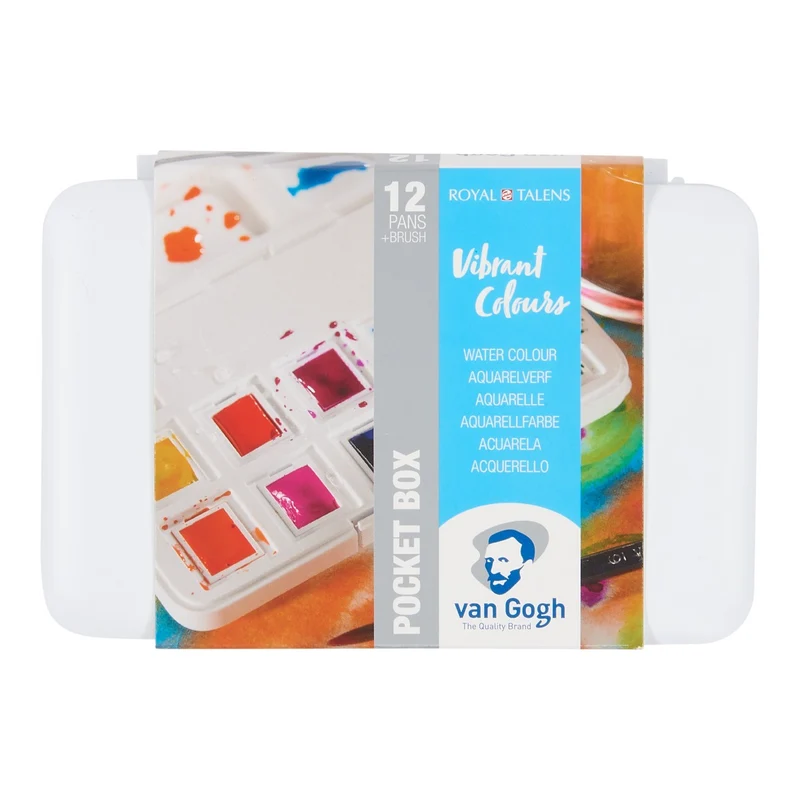 van Gogh aquarelverf pocketbox - 12 halve napjes - felle tinten