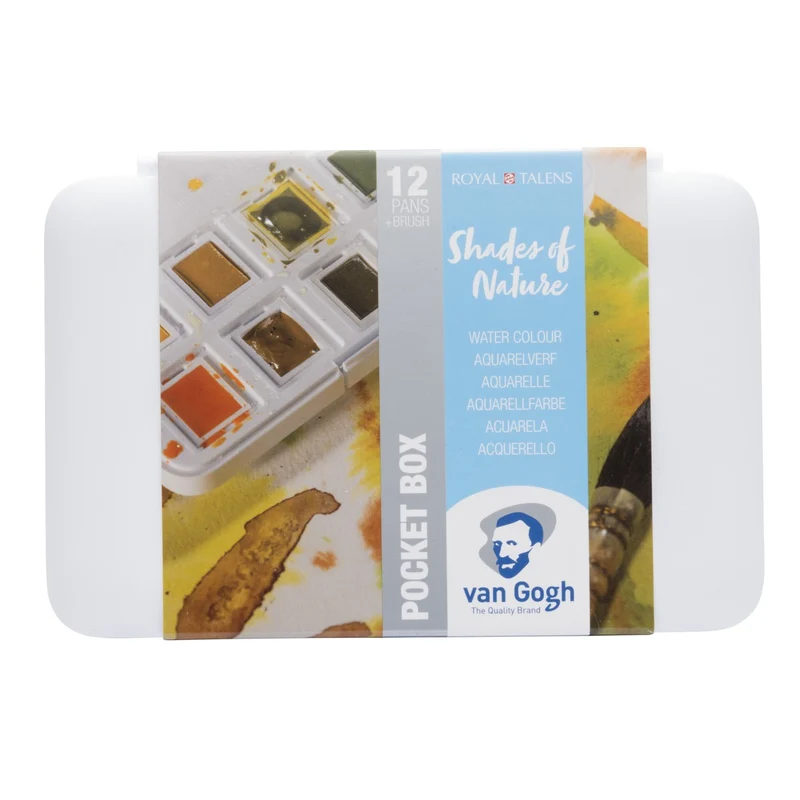 van Gogh aquarelverf pocketbox - 12 halve napjes - natuurtinten