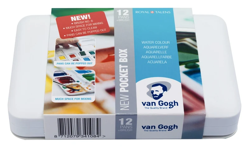 van Gogh aquarelverf pocketbox - 12 halve napjes - basic