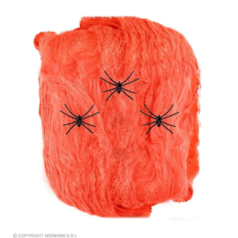 Spinnenweb Oranje Met 3 Zwarte Spinnen 50 Gram
