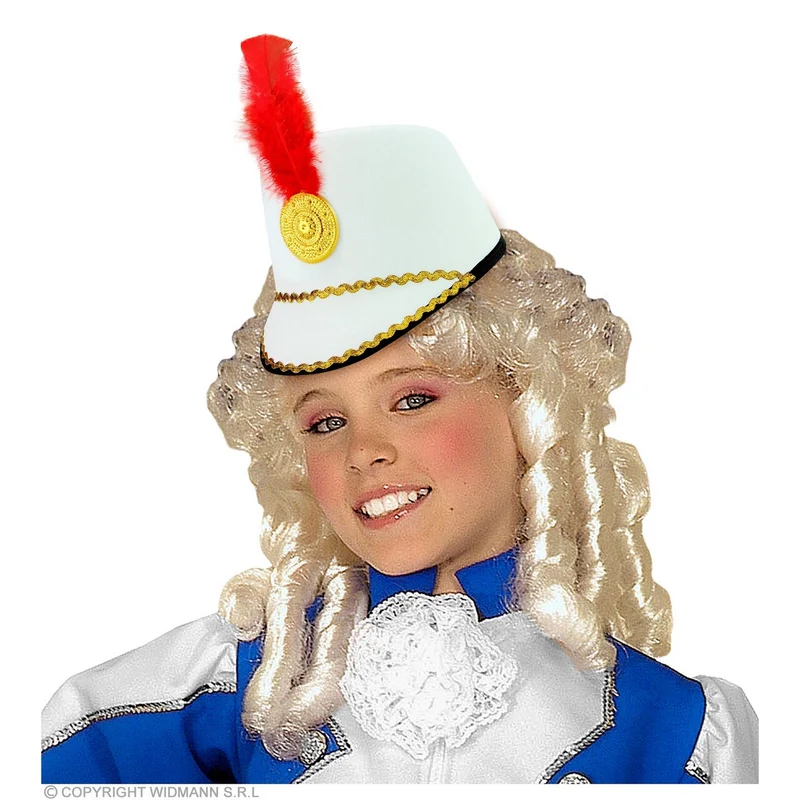 Witte Majorette Hoed Met Rode Veer