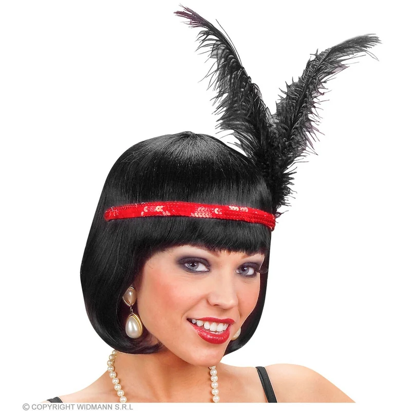 Roaring Twenties Pailletten Hoofdband Met 2 Veren, Rood