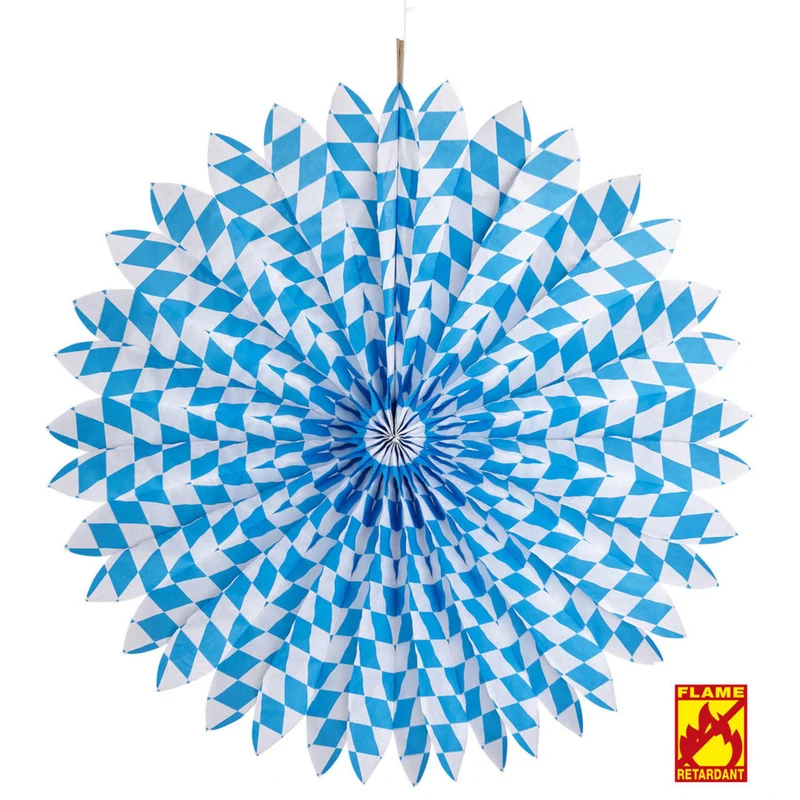 Feestelijke Papieren Waaier Wit / Blauw