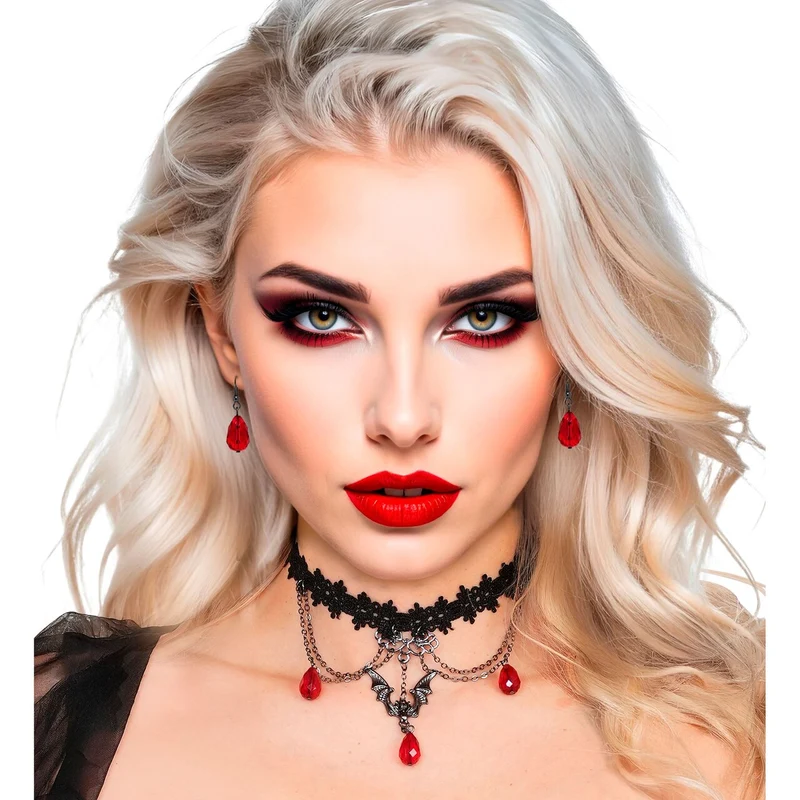 Vampier Chique Sieraden Set Oorbellen Met Choker