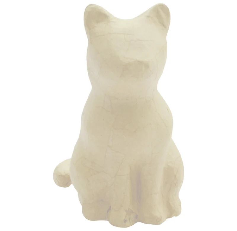 Papier-maché figuur - zittende poes
