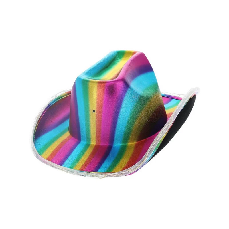 Led Licht Op Cowboy Hoed Regenboogrijk
