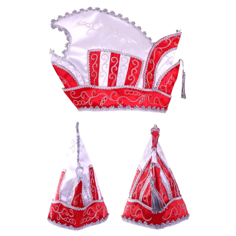 Prinsenmuts Rood Wit Met Zilveren Draad Maat 63
