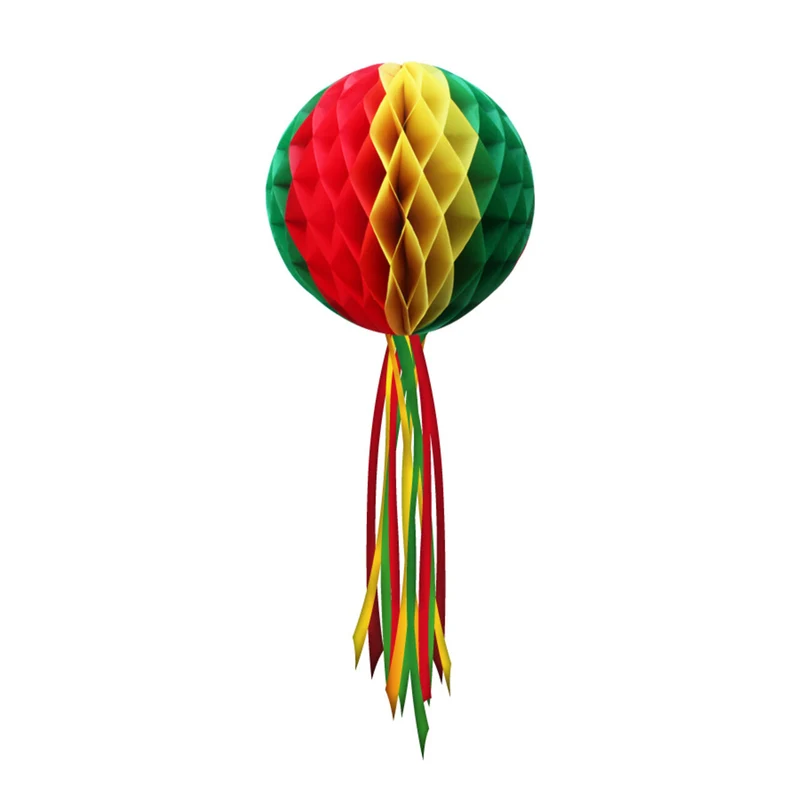 Decoratie Bol Rood Geel Groen 20 Centimeter