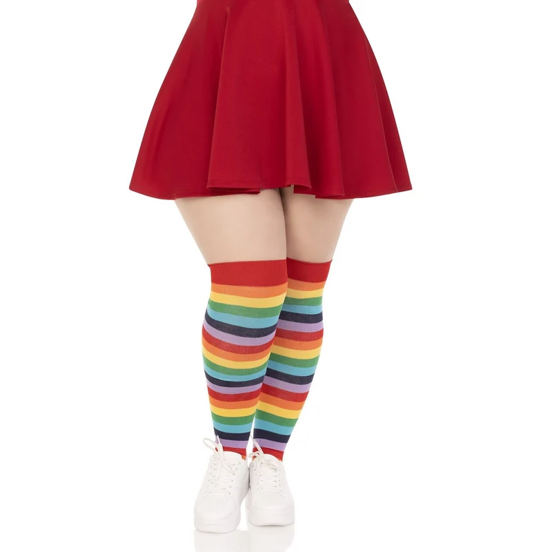 Fun Stay Ups Kousen Rainbow Stripes Plus Size