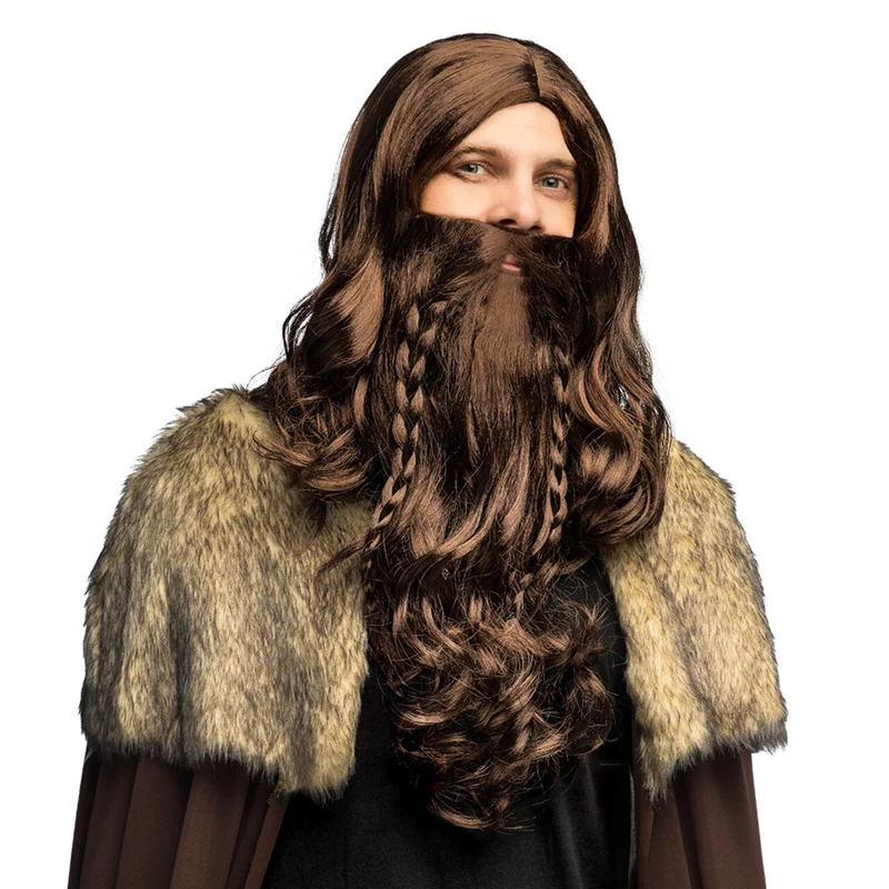 Viking Warrior Pruik Met Baard