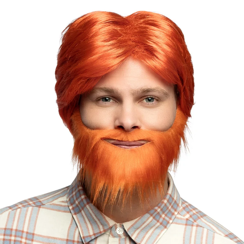 Pruik Dude Oranje Met Baard