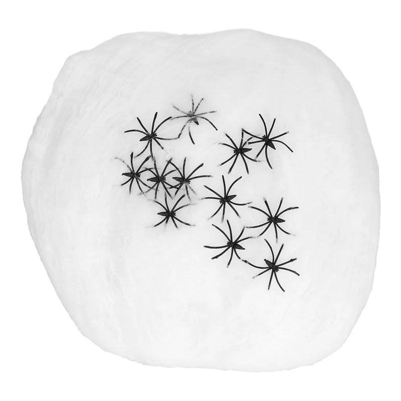 Premium Spinnenweb Met 25 Spinnen Wit 500 Gram