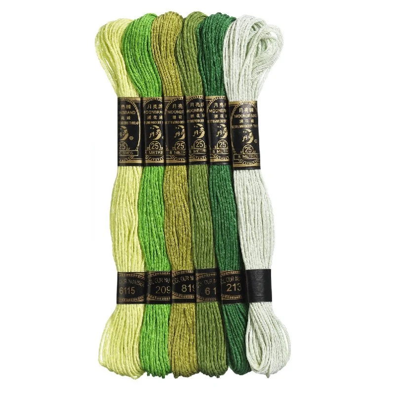 Borduurgaren - 6 stuks - groen mix