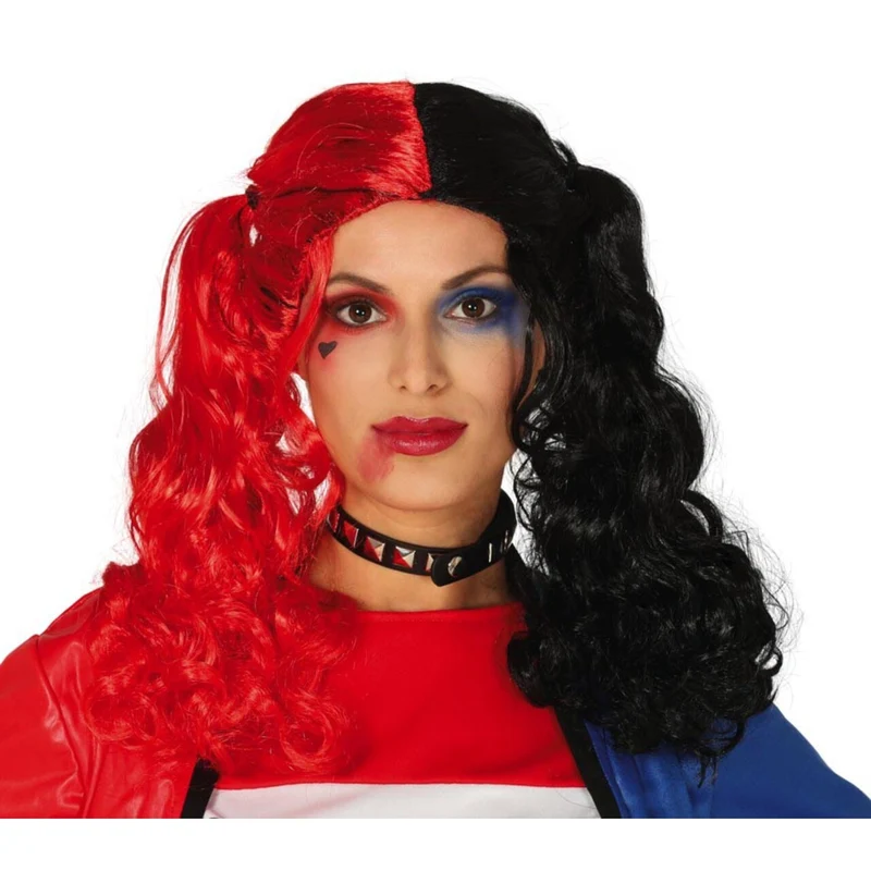 Harley Quin Pruik Zwart Rood