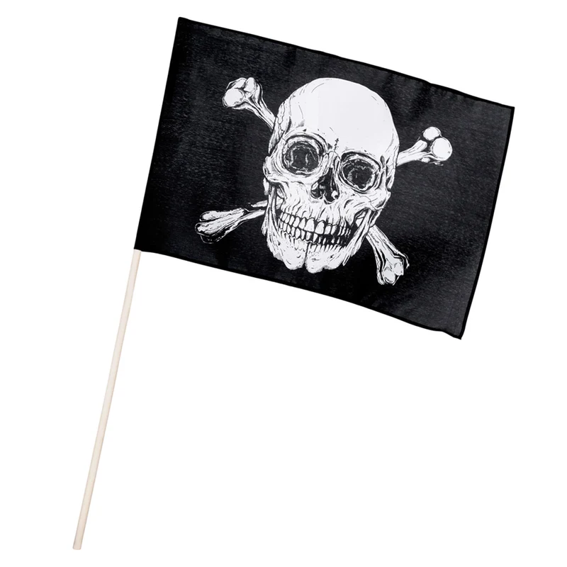 Vlag Met Stok Piraten Skull (30 X 45 Cm / 76 Cm Stok)