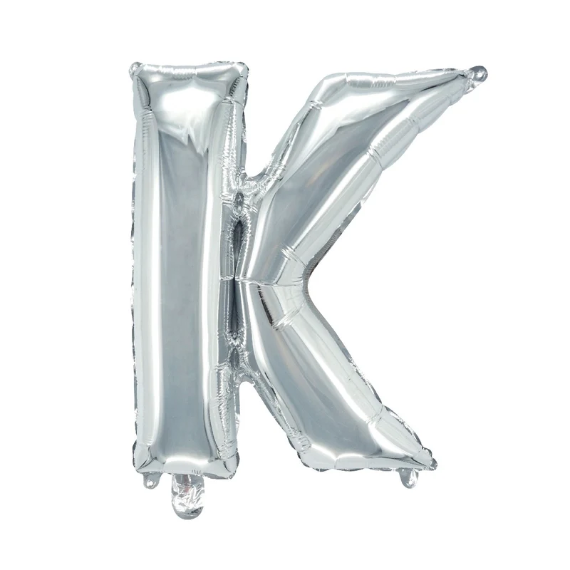 Letterballon zilverkleurig - 32 cm - K