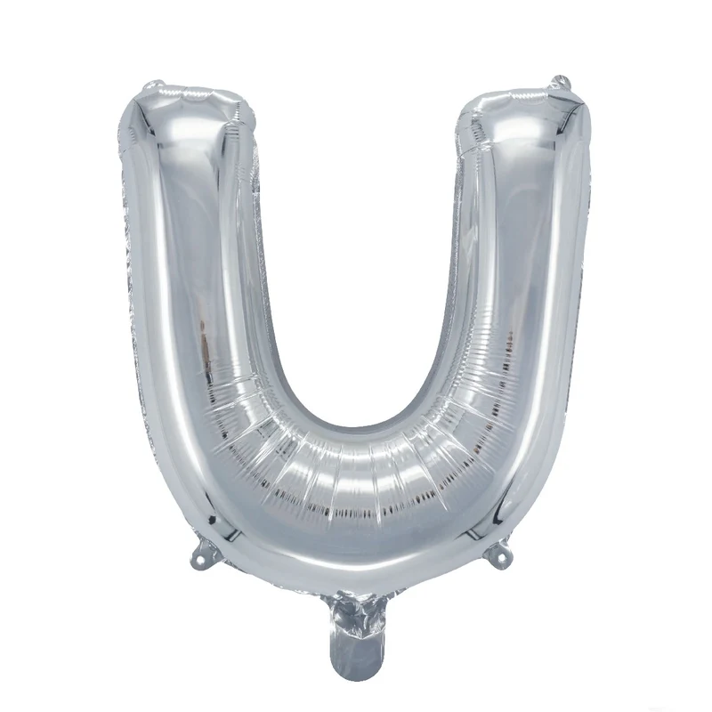 Letterballon zilverkleurig - 32 cm - U