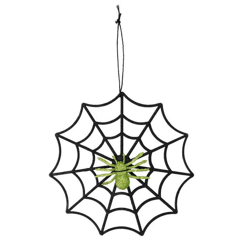Spinnenweb Met Groene Glitterspin
