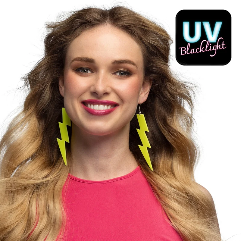 Paar Oorbellen Flash Neongeel Uv