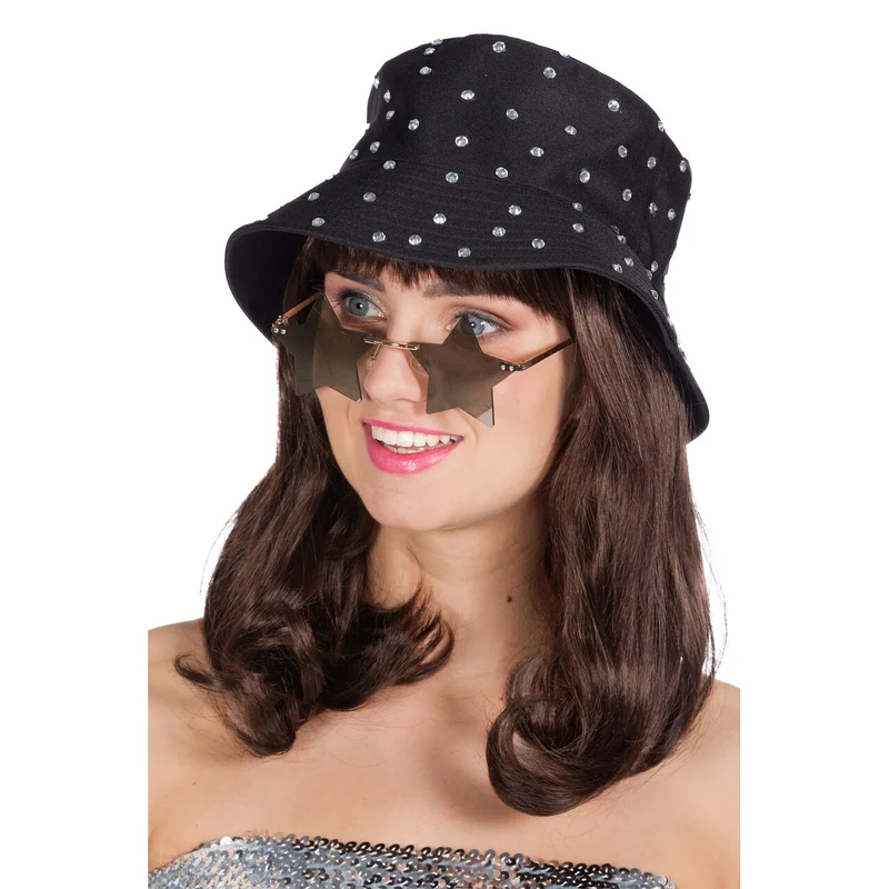 Vissershoedje Zwart Bling Bling